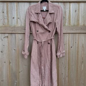 Forever 21 Burnt Orange and White Houndstooth Picnic Trench Coat